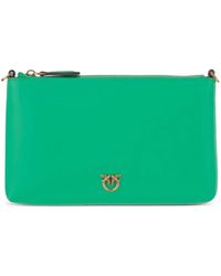 Pinko - Logo-Plaque Zip Clutch Bag - Lyst