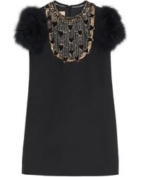 Valentino Garavani - Embroidered Crepe Couture Mini Dress - Lyst