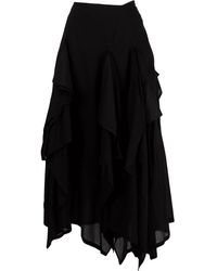 Yohji Yamamoto - Asymmetric Tiered Cotton Midi Skirt - Lyst