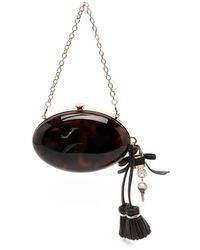 Self-Portrait - Tortoiseshell-Effect Tassel-Detail Clutch Bag - Lyst