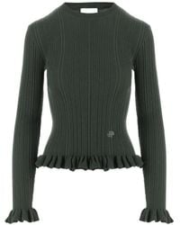 Patou - Ruffled Ribbed Sweater - Lyst
