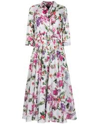 Samantha Sung - Aster Floral-Print Belted Midi Dress - Lyst