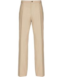 Ferragamo - Pressed-crease Cotton Straight-leg Trousers - Lyst