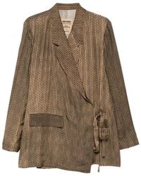 Uma Wang - Geometrisch Gemusterte Khloe Jacke Mit Gürtel - Lyst