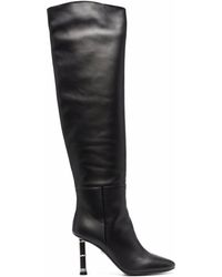 ALEVI Nina Thigh-high Leather Boots - Black