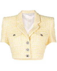 Alessandra Rich - Tweed Short-sleeve Cropped Jacket - Lyst