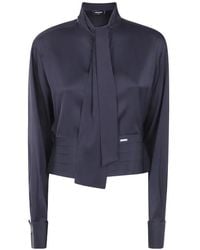 DSquared² - Tie-Neck Pleated-Waist Shirt - Lyst