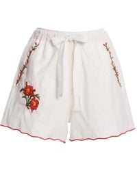 Agua Bendita - Pantalones cortos con bordado floral - Lyst