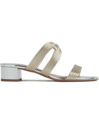 Aquazzura - Ribbed-Strap Metallic Sandals - Lyst