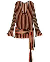 Blumarine - Robe Rayée À Col V - Lyst