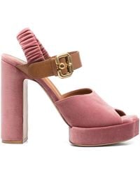 Chloé - Aria 95 Velvet Platform Sandals - Lyst