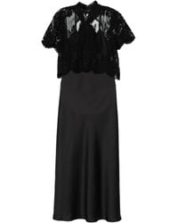 Imperial - Lace-Overlay Slip Midi Dress - Lyst