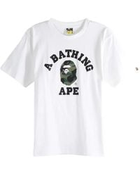 A Bathing Ape - T-Shirt Met Camouflage-Print En Logo-Print - Lyst