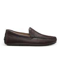 BOSS - Leather Moccasins With Woven Vamp - Lyst