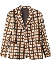 CAMPERLAB - Checked Leather Jacket - Lyst