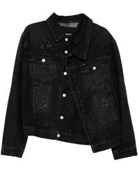 ANDERSSON BELL - Stud-Embellished Asymmetric Denim Jacket - Lyst