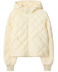 Burberry - Check-Stitch Hooded Puffer Jacket - Lyst