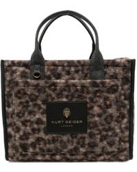 Kurt Geiger - Leopard-Print Canvas Tote Bag - Lyst