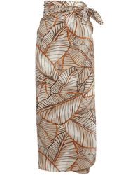 Brunello Cucinelli - Leaf-Print Wrap Skirt - Lyst