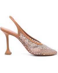AMINA MUADDI - Dolly Crystal-Embellished Mesh Pumps - Lyst
