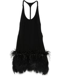 Vestiaire d'un Oiseau Libre - Feather-Trim Open-Back Mini Dress - Lyst