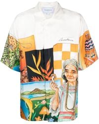 Casablancabrand - Maria Short Sleeve Silk Shirt - Lyst