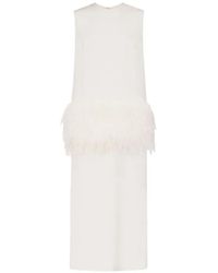 Loulou de Saison - Sonia Feather-Trim Midi Dress - Lyst