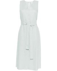 Calvin Klein - V-Neck Belted Midi Dress - Lyst