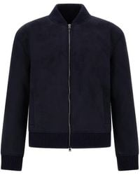 Herno - Suede-Effect Bomber Jacket - Lyst