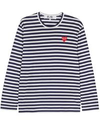 COMME DES GARÇONS PLAY - Heart-Patch Striped T-Shirt - Lyst