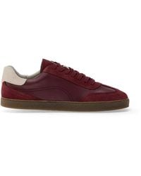 Groundies - Panama Suede-Panelled Leather Sneakers - Lyst