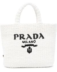 Prada - Small Crochet Tote Bag - Lyst