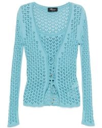Blumarine - Twinset Gebreid Vest Met Veters - Lyst
