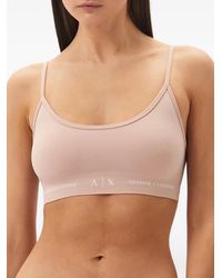 ARMANI EXCHANGE - Logo-Tape Scoop-Neck Bra - Lyst