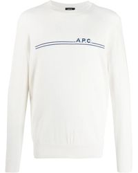 A.P.C. - Pull en coton mélangé à logo en intarsia - Lyst