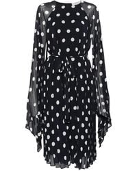 Marina Rinaldi - Mrealbore Polka-Dot Pleated Midi Dress - Lyst