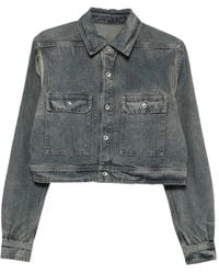 Rick Owens - Cropped Cut-Out Denim Jacket - Lyst