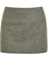 Reformation - Carla Tweed Mini-Rok Met Visgraatpatroon - Lyst
