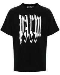 Palm Angels - Gothic Logo-Print T-Shirt - Lyst
