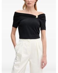 Guess - Off-Shoulder Ribbed-Knit T-Shirt - Lyst