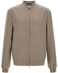 Brunello Cucinelli - Mélange-Texture Zip-Up Bomber Jacket - Lyst