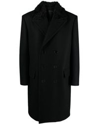 Lanvin - Double-breasted Fur-collar Coat - Lyst
