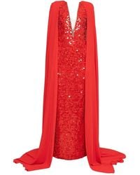 Nissa - Crystal-Trim Sequin Maxi Dress - Lyst