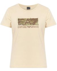 EA7 - Sequin-Logo T-Shirt - Lyst