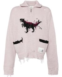 Maison Mihara Yasuhiro - Dinosaur-Intarsia Distressed Cardigan - Lyst