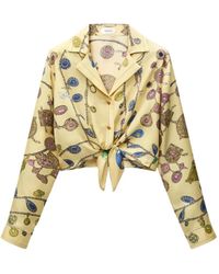 Versace - Jewellery-Print Tie-Waist Shirt - Lyst