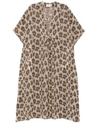 Psophia - Animal-Print Gathered Midi Dress - Lyst