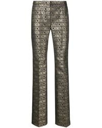 Moschino - Metallic Logo-print Straight-leg Trousers - Lyst