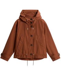 Woolrich - Hooded Buttoned Jacket - Lyst