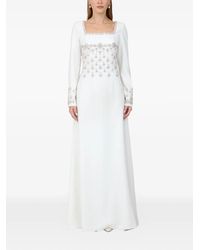Dina Melwani - Crystal-Embellished Square-Neck Maxi Dress - Lyst